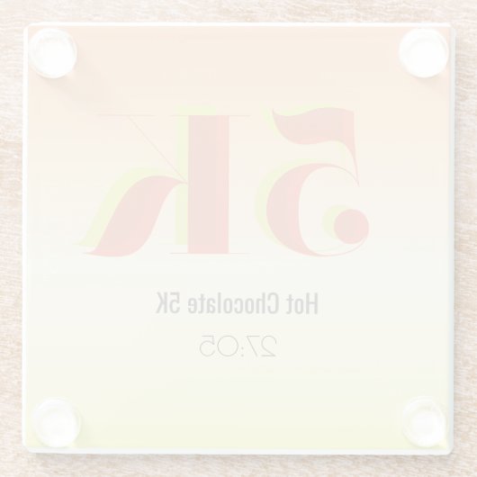 5k Race Running Viering Vet Geel Rood Tekst Glazen Onderzetter (Achterkant)