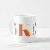 5k Race Running Viering Vet Geel Rood Tekst Koffiemok (Voorkant links)