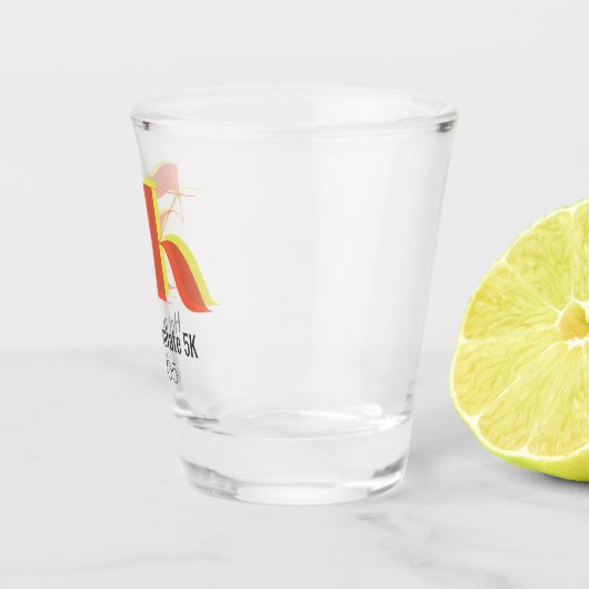 5k Race Running Viering Vet Geel Rood Tekst Shot Glas (Rechts)