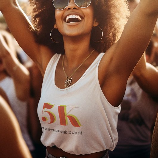 5k Race Running Viering Vet Geel Rood Tekst Tanktop