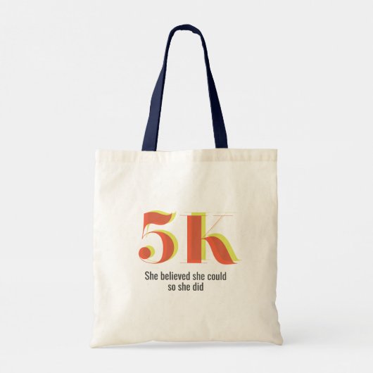 5k Race Running Viering Vet Geel Rood Tekst Tote Bag (Achterkant)