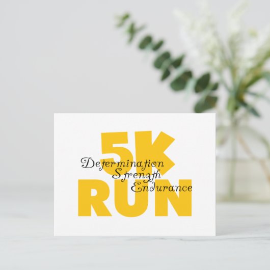 5K Run Yellow Briefkaart (Staand voorkant)