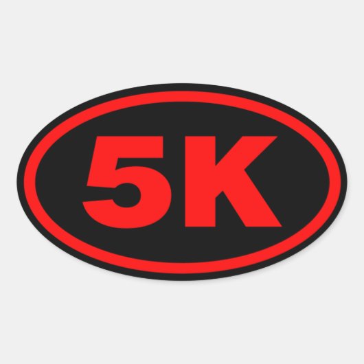 5K Runner Rood & Zwart ovaal Ovale Sticker (Voorkant)