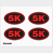 5K Runner Rood & Zwart ovaal Ovale Sticker (Vel)