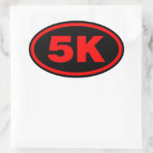 5K Runner Rood & Zwart ovaal Ovale Sticker (Tas)