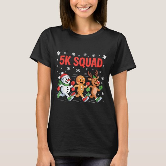 5k Squad T-shirt Grappig Kerst Hardloop Team (Voorkant)