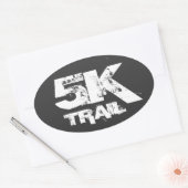 5K Trail Running Ovaal Decal Wit Op Zwart Ovale Sticker (Envelop)
