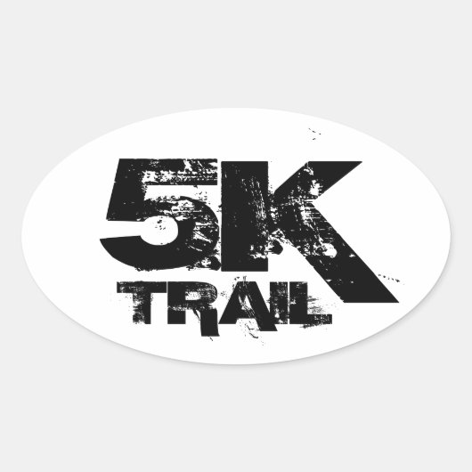 5K Trail Running Oval Decal Zwart op Wit Ovale Sticker (Voorkant)