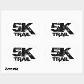 5K Trail Running Oval Decal Zwart op Wit Ovale Sticker (Vel)