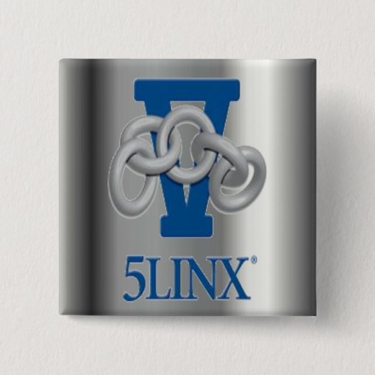 5LINX Silver Logo Pin Vierkante Button 5,1 Cm (Voorkant)