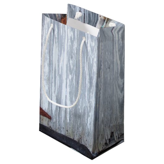 5lx3wx8.5h kleine geschenkzak wit wassen hout schu klein cadeauzakje (Achterkant Gekanteld)