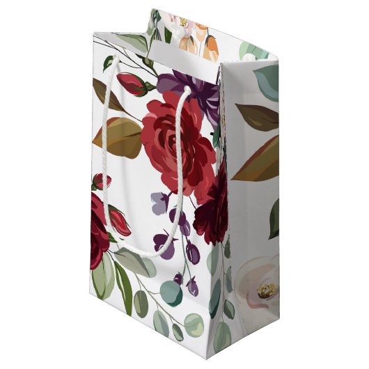 5lx3wx8.5h kleine geschenkzak witte rozen gouden g klein cadeauzakje (Voorkant Gekanteld)