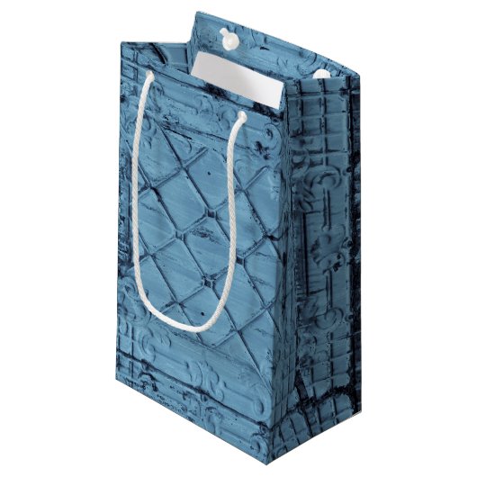 5lx3wx8.5h Kleine Gift Bag Rustieke Tin Panel Plaf Klein Cadeauzakje (Voorkant Gekanteld)