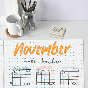 5mm Dot Grid Journal Habit Tracker Maand Kalender Rubberstempel