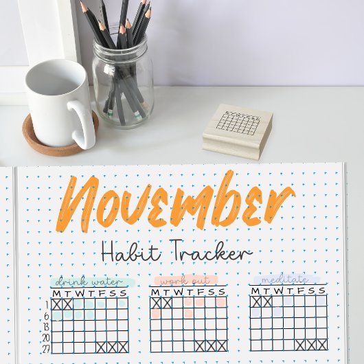 5mm Dot Grid Journal Habit Tracker Maand Kalender Rubberstempel