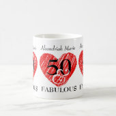 5O en Fabulous Birthday Black Script Red Heart Koffiemok (Center)
