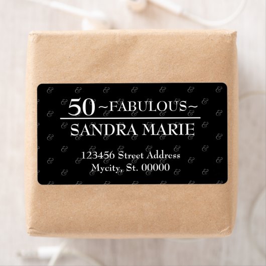 5O en Fabulous Black and White, moderne verjaardag Etiket (Insitu)