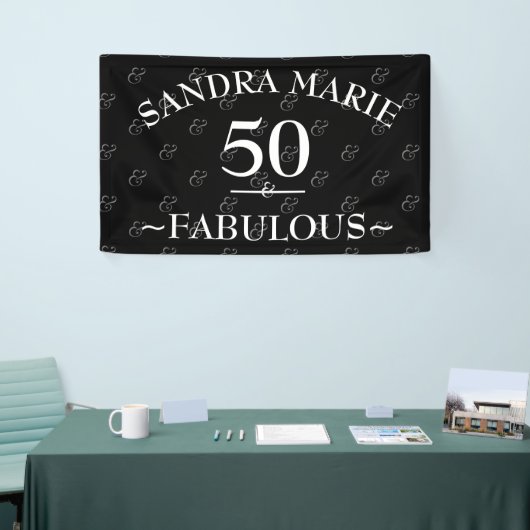 5O en Fabulous Black and White, moderne verjaardag Spandoek (Beurs)