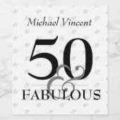 5O en Fabulous Black and White, moderne verjaardag Wijn Etiket (Enkel label)