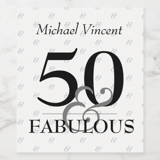 5O en Fabulous Black and White, moderne verjaardag Wijn Etiket (Enkel label)