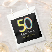 5O en Fabulous Black Yellow Rainbow Chic Birthday Bedankzakje (Geknipt)