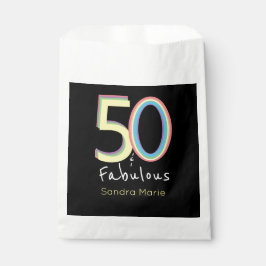 5O en Fabulous Black Yellow Rainbow Chic Birthday Bedankzakje