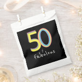 5O en Fabulous Black Yellow Rainbow Chic Birthday Bedankzakje (Geknipt)