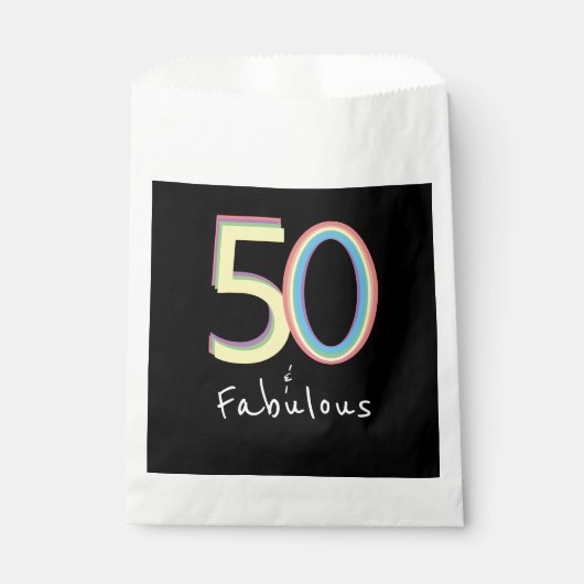 5O en Fabulous Black Yellow Rainbow Chic Birthday Bedankzakje (Voorkant)