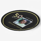 5O en Fabulous Black Yellow Rainbow Chic Birthday Papieren Bordje (Gekanteld)