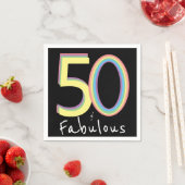 5O en Fabulous Black Yellow Rainbow Chic Birthday Servet (Insitu)
