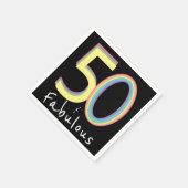 5O en Fabulous Black Yellow Rainbow Chic Birthday Servet (Hoek)
