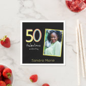 5O en Fabulous Black Yellow Rainbow Chic Birthday Servet (Insitu)