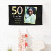 5O en Fabulous Black Yellow Rainbow Chic Birthday Spandoek (Insitu)