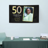 5O en Fabulous Black Yellow Rainbow Chic Birthday Spandoek (Beurs)