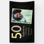 5O en Fabulous Black Yellow Rainbow Chic Birthday Spandoek (Verticaal)