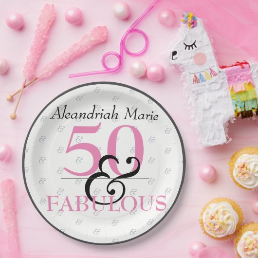 5O en Fabulous Elegant Modern Birthday Papieren Bordje (Feest)