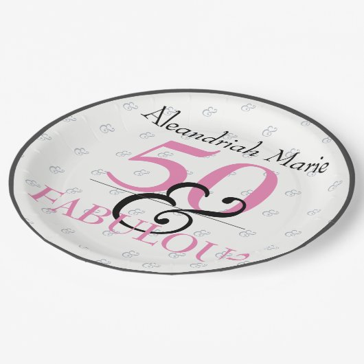 5O en Fabulous Elegant Modern Birthday Papieren Bordje (Gekanteld)