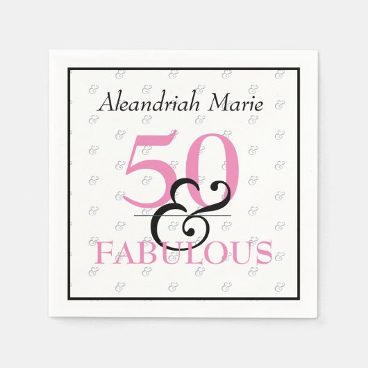 5O en Fabulous Elegant Modern Birthday Servet (Voorkant)