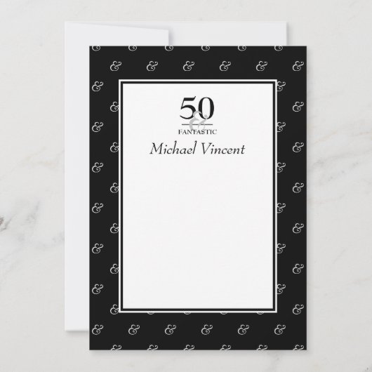 5O en Fantastisch zwart en wit voor hem Verjaardag Kaart (Achterkant)