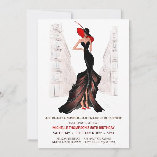 5O EN FANTASTISCHE ELEGANTE CHIQUE VERJAARDAG VAN KAART (Voorkant)