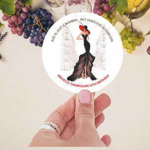 5O EN FANTASTISCHE ELEGANTE CHIQUE VERJAARDAG VAN  RONDE STICKER