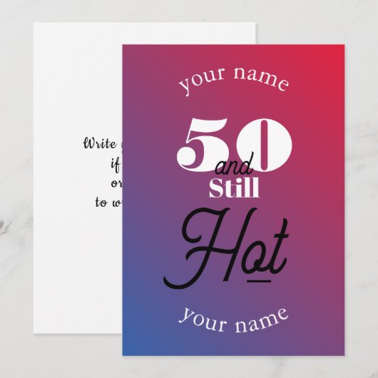 5O en nog warm Bedankkaart (Voorkant / Achterkant)