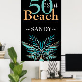 5O  IS A BEACH  Fiftieth modern black  Birthday Poster (Thuiskantoor)