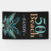 5O IS EEN BEACH 50ste moderne zwarte dag Spandoek (Horizontaal)