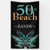 5O IS EEN BEACH 50ste moderne zwarte dag Spandoek (Verticaal)