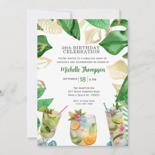 5OTH verjaardag cocktail party viering Kaart (Voorkant)