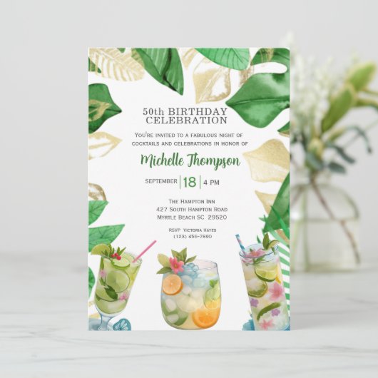 5OTH verjaardag cocktail party viering Kaart (Staand voorkant)