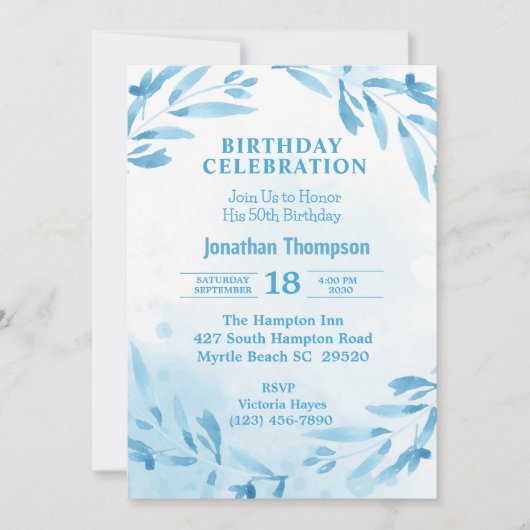 5OTH verjaardagsfeestje Kaart (Voorkant)