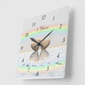 5th Anniversary Wooden Hearts Vierkante Klok (Hoek)