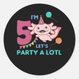 5th Birthday Axolotl Five Year Old Sweet Axolotls Ronde Sticker